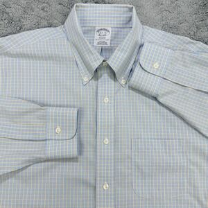 Brooks Brothers Regent Shirt 16.5 35 Yellow‎ Blue Glen Plaid Button Down